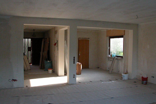 Während der Sanierung: Aus der kleinen Küche und dem Wohnzimmer entsteht ein großer Raum