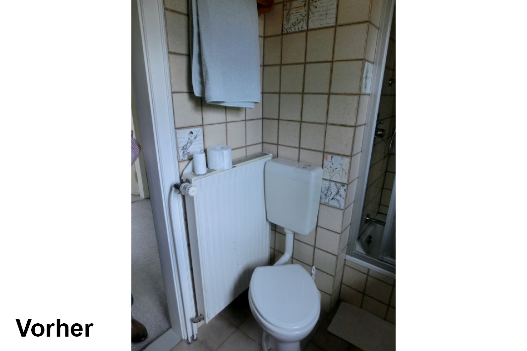 Vor dem Umbau: Unkomfortable Position der Toilette